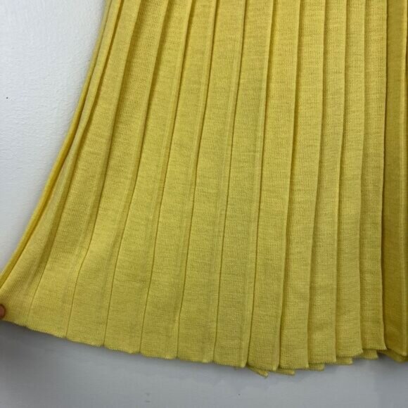 Vintage Women's XS Small High Waisted butter Yellow Accordion Pleated Midi Skirt - Picture 6 of 16